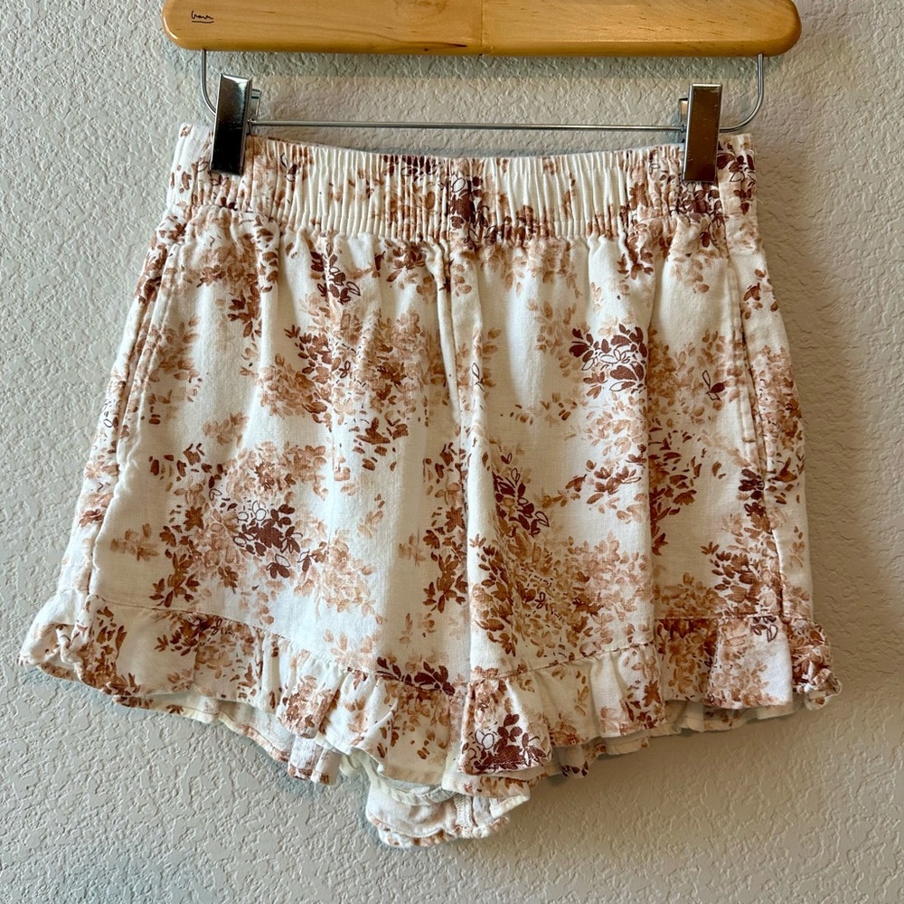 Abercrombie & Fitch Cream Linen & Cotton Blend Pull-On Shorts Women’s Size XS